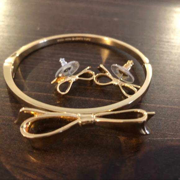 Gold Kate Spade Bangle and matching earrings- new